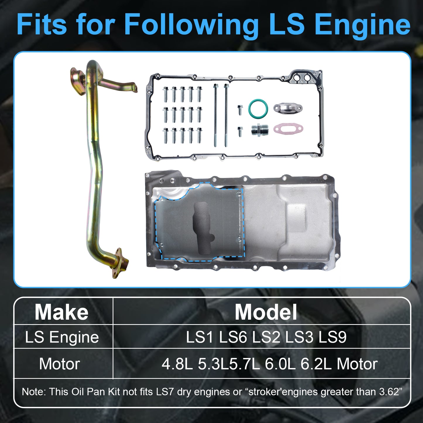 for GM LS1 LS2 LS3 Engine 55-87 302-1 LS Swap Retrofit Low Profile Oil Pan Kit