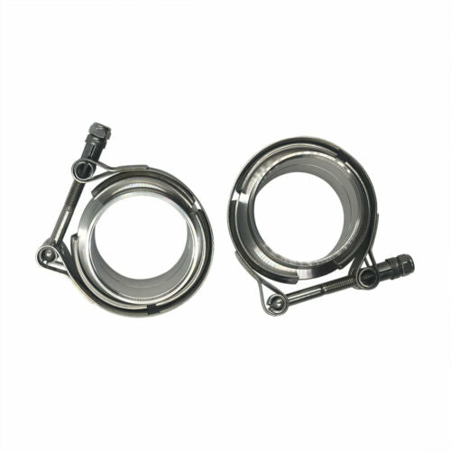 2 X for Turbo Exhaust Downpipes Stainless Steel 2.5" V-Band Flange & Clamp Kit