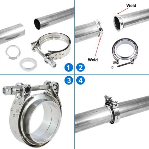 2.5'' Inch Stainless Steel V-Band Flange & Clamp Kit for Turbo Downpipes